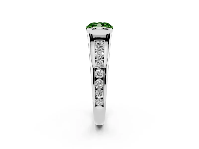 Cushion Cut Half Bezel Engagement Ring Setting for a Fancy Green Lab-Grown Diamond | Sterling Silver