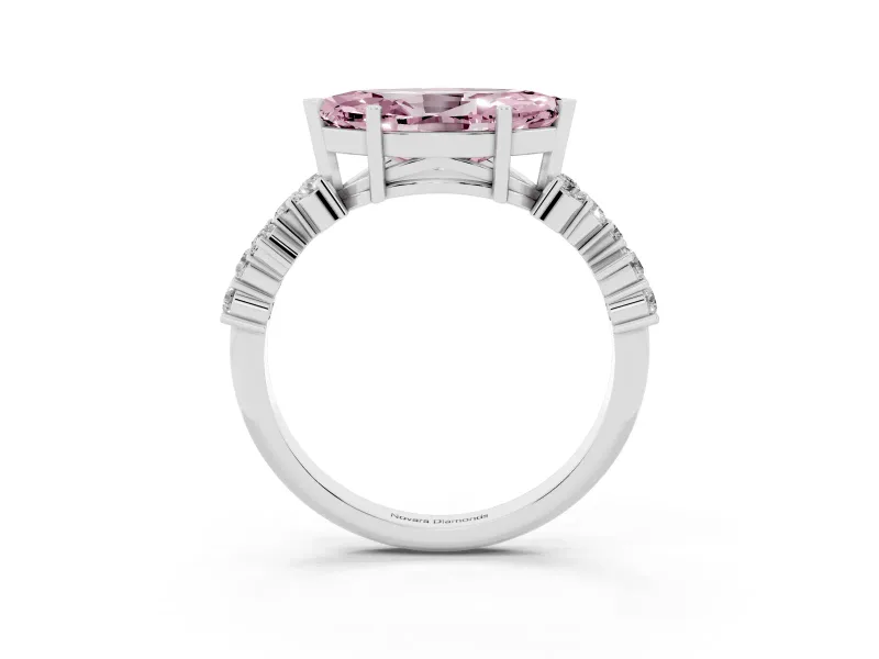 Marquise Scattered Accent Engagement Ring Setting for a Fancy Pink Lab-Grown Diamond | Platinum