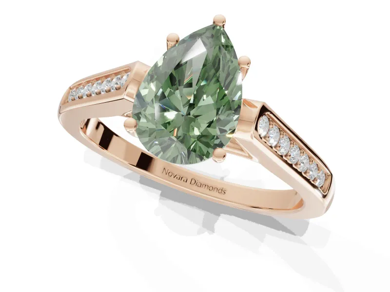 Pear-Shaped Engagement Ring Setting for a Fancy Green Lab-Grown Diamond | Rose Gold - Design NV-24597