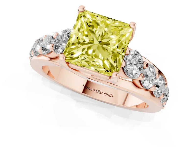 Princess Cut Engagement Ring Setting for a Fancy Yellow Lab-Grown Diamond | Rose Gold - Design NV-24645