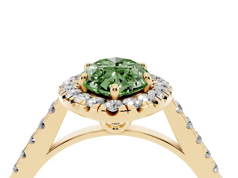 Marquise Raised Halo Engagement Ring Setting for a Fancy Green Lab-Grown Diamond | Yellow Gold