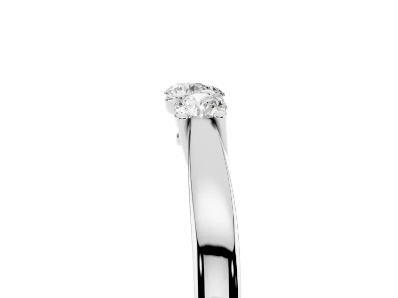 Round Lab-Grown Diamond Three Stone Curved Wedding Band | Prong Set | Platinum