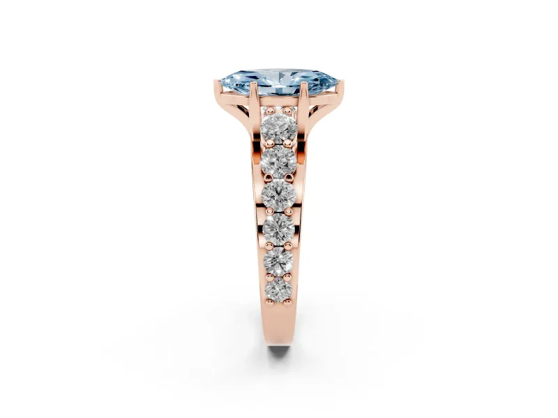 Marquise Graduated Engagement Ring Setting for a Fancy Blue Lab-Grown Diamond | Rose Gold