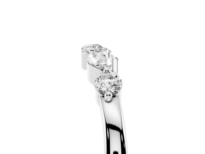 Round and Marquise Lab-Grown Diamond Alternating Curved Wedding Band | Prong Set | Sterling Silver