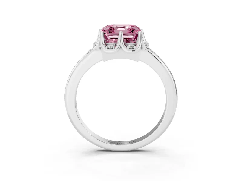 Asscher Cut Petal Halo Engagement Ring Setting for a Fancy Pink Lab-Grown Diamond | Platinum