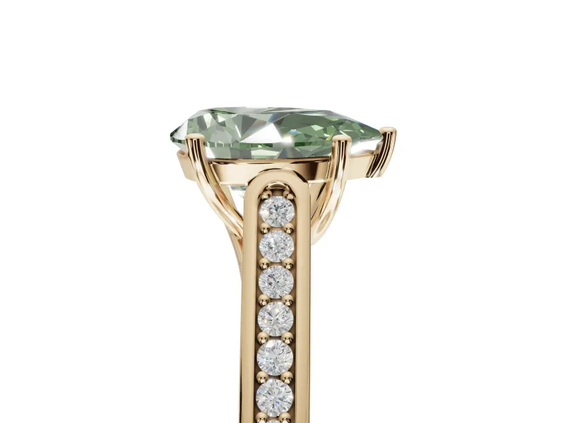 Pear-Shaped Engagement Ring Setting for a Fancy Green Lab-Grown Diamond | Yellow Gold - Design NV-24597