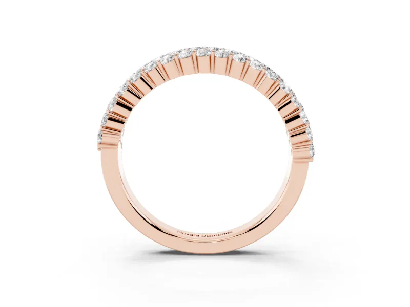 Round Lab-Grown Diamond Three Row Pave Promise Ring | Shared Prongs | Rose Gold