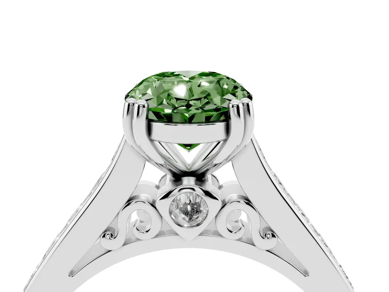 Oval Channel Engagement Ring Setting for a Fancy Green Lab-Grown Diamond | Sterling Silver - Design NV-24671