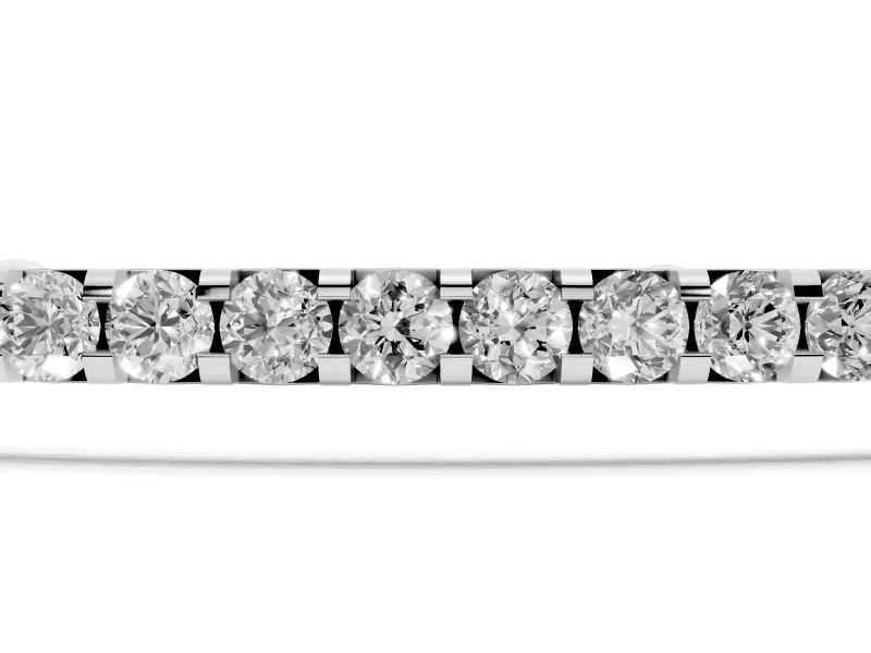 Round Lab-Grown Diamond Bar Chain Bracelet | Shared Prong Row | White Gold