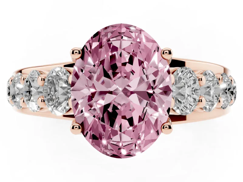 Oval Graduated Engagement Ring Setting for a Fancy Pink Lab-Grown Diamond | Rose Gold