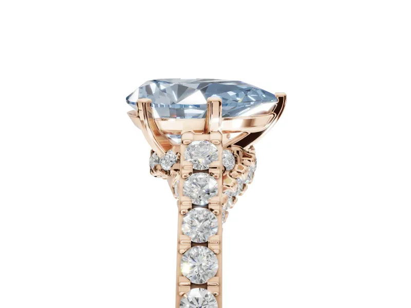 Pear-Shaped Pavé Solitaire Engagement Ring Setting for a Fancy Blue Lab-Grown Diamond | Crossover Gallery | Rose Gold