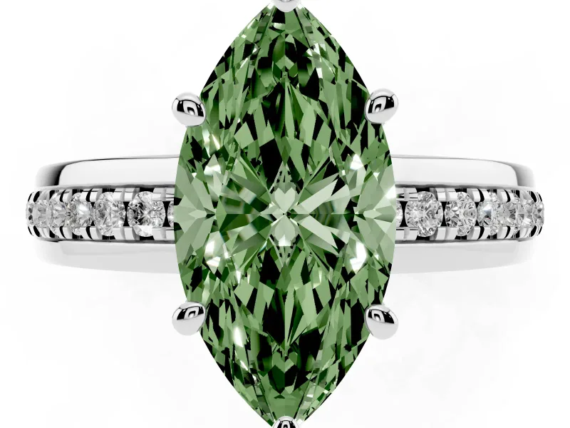 Marquise Channel Set Solitaire Engagement Ring Setting for a Fancy Green Lab-Grown Diamond | Rope Collar Head | Platinum