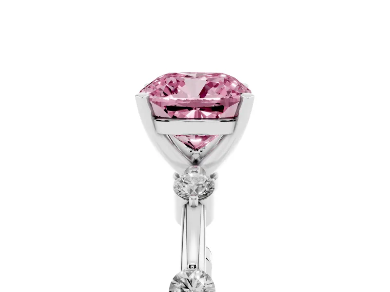 Cushion Cut Bar Set Engagement Ring Setting for a Fancy Pink Lab-Grown Diamond | Sterling Silver