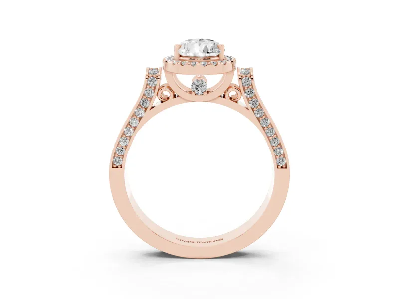 Pear-Shaped Halo Engagement Ring Setting | Pavé Panel Shoulders | Rose Gold