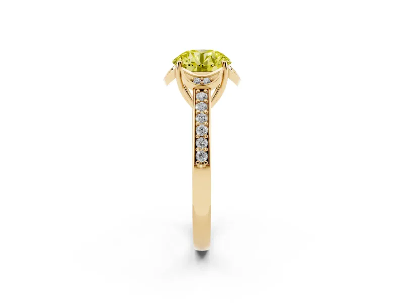 Round Floral Pavé Engagement Ring Setting for a Fancy Yellow Lab-Grown Diamond | Yellow Gold