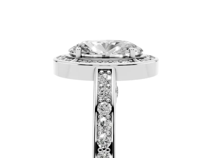 Oval Sectioned Halo Engagement Ring Setting | Pavé Gallery and Band | Platinum