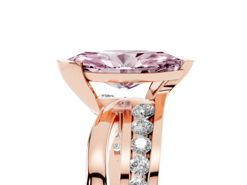 Marquise Graduated Bypass Engagement Ring Setting for a Fancy Pink Lab-Grown Diamond | Rose Gold