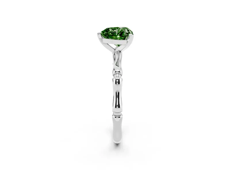 Heart-Shaped Bamboo Engagement Ring Setting for a Fancy Green Lab-Grown Diamond | Sterling Silver
