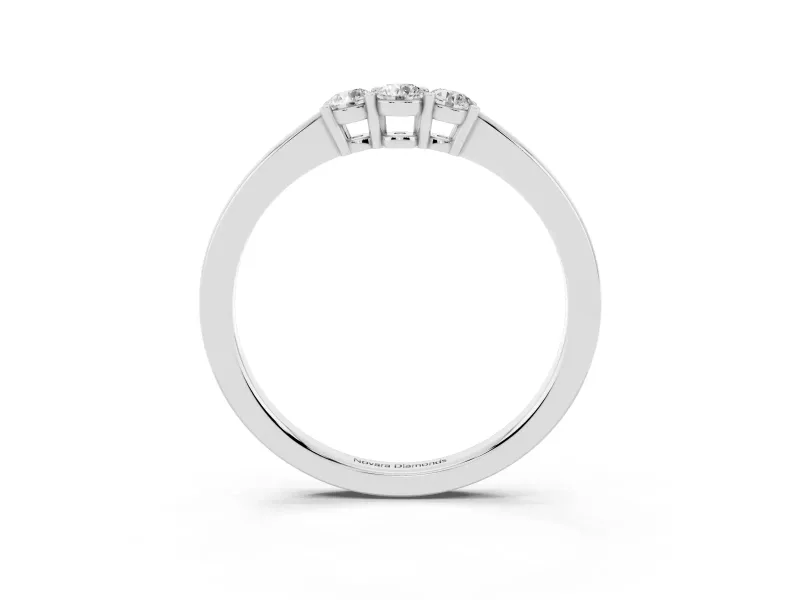 Round Lab-Grown Diamond Three Stone Curved Wedding Band | Prong Set | White Gold