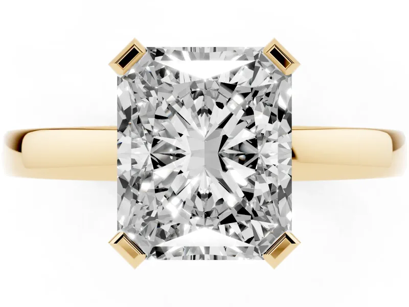 Radiant Cut Solitaire Engagement Ring Setting | Flat Tab Prongs | Yellow Gold