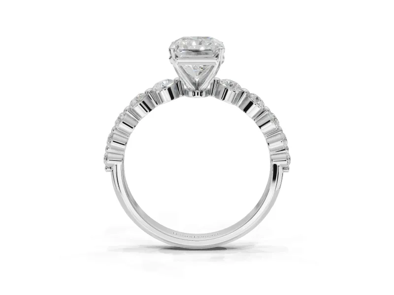 Radiant Cut Graduated Side Stone Engagement Ring Setting | Individually Seated | Platinum