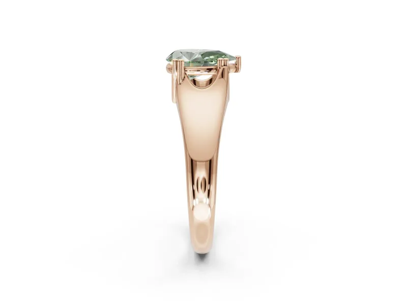 Pear-Shaped Double Claw Solitaire Engagement Ring Setting for a Fancy Green Lab-Grown Diamond | Rose Gold