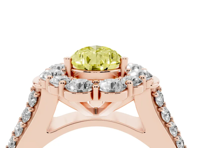 Pear-Shaped Large Accent Halo Engagement Ring Setting for a Fancy Yellow Lab-Grown Diamond | Graduated Pavé | Rose Gold