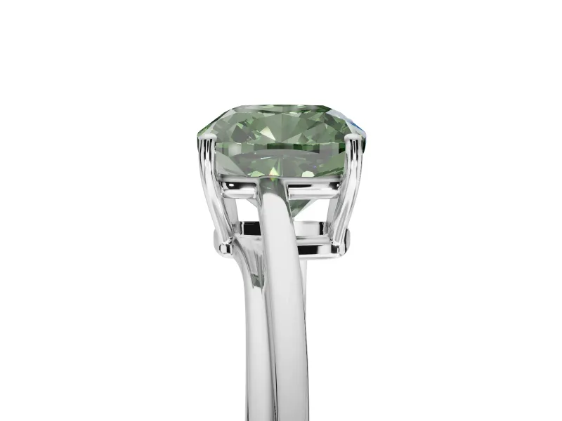 Cushion Cut Bypass Solitaire Engagement Ring Setting for a Fancy Green Lab-Grown Diamond | Sterling Silver