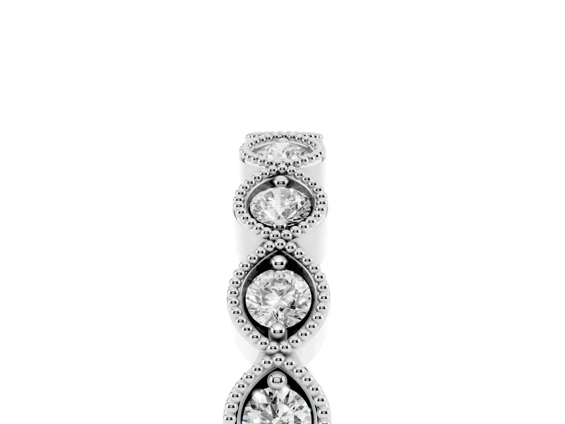 Round Lab-Grown Diamond Vintage Half Eternity Band | Milgrain Marquise Frames | Platinum