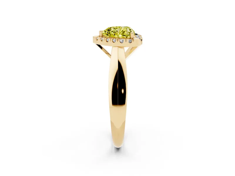 Heart-Shaped Halo Engagement Ring Setting for a Fancy Yellow Lab-Grown Diamond | Square Profile Band | Yellow Gold