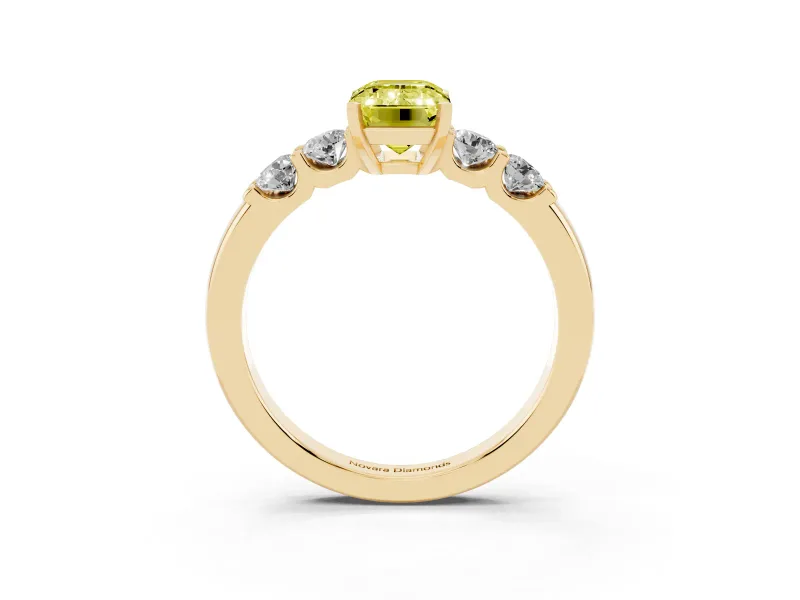 Emerald Cut Five Stone Engagement Ring Setting for a Fancy Yellow Lab-Grown Diamond | Yellow Gold