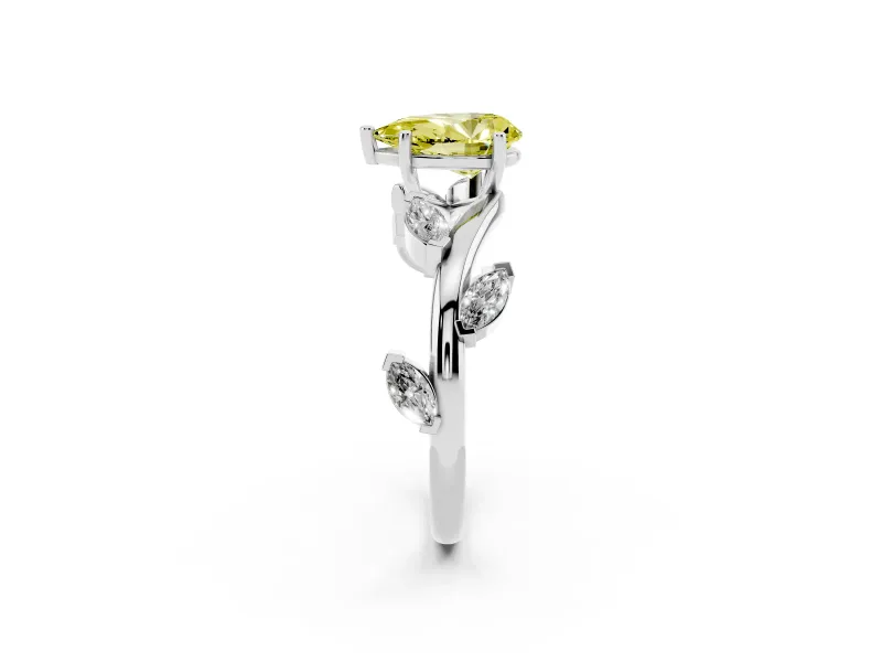 Pear-Shaped Twisted Vine Engagement Ring Setting for a Fancy Yellow Lab-Grown Diamond | Platinum