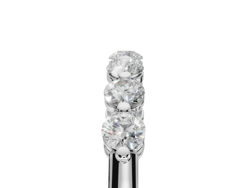 Round Lab-Grown Diamond Half Eternity Wedding Band | Raised Round Heads | Sterling Silver