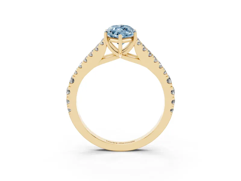 Marquise Graduated Split Shank Engagement Ring Setting for a Fancy Blue Lab-Grown Diamond | Yellow Gold