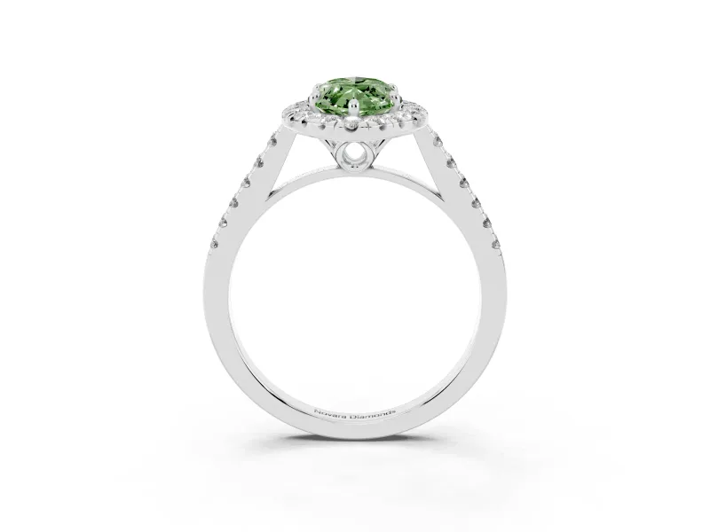Marquise Raised Halo Engagement Ring Setting for a Fancy Green Lab-Grown Diamond | Platinum