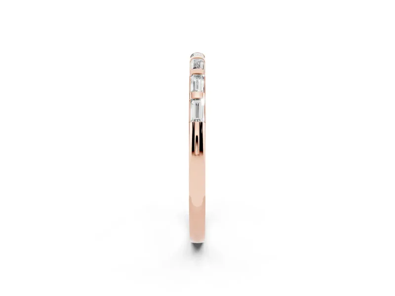 Baguette Diamond Continuous Channel Eternity Band Set in Rose gold with Polished Walls