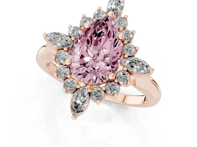 Pear-Shaped Engagement Ring Setting for a Fancy Pink Lab-Grown Diamond | Rose Gold - Design NV-24790