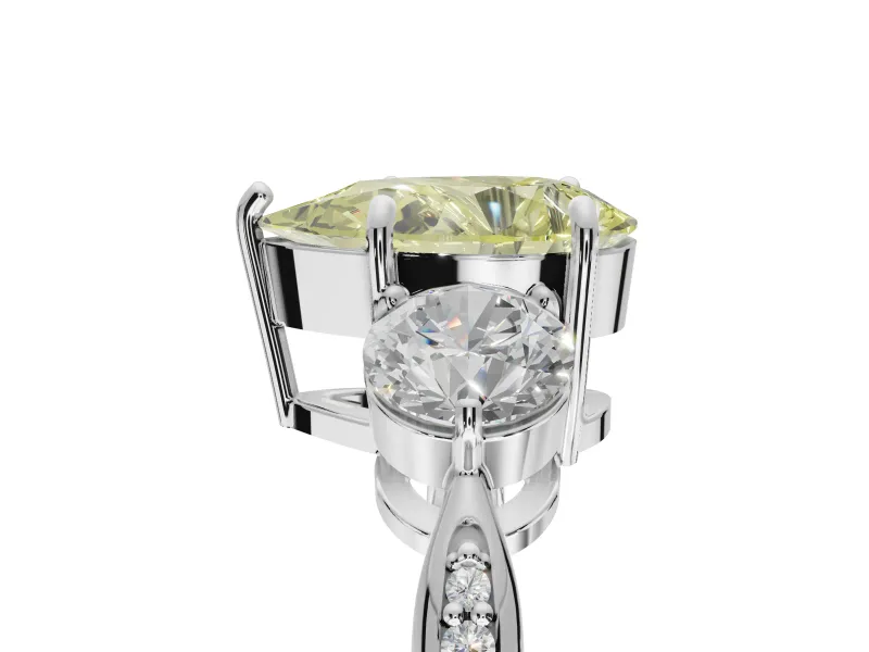 Pear-Shaped Three Stone Engagement Ring Setting for a Fancy Yellow Lab-Grown Diamond | Tapered Pave Band | Platinum