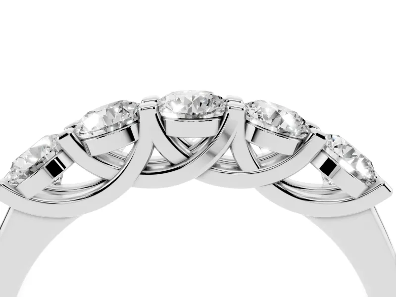 Round Diamond Half Eternity Band Set in White gold with Prong-Set Stones