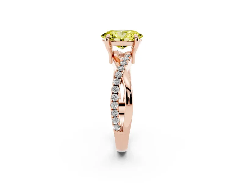 Oval Twist Engagement Ring Setting for a Fancy Yellow Lab-Grown Diamond | Crossover Band | Rose Gold