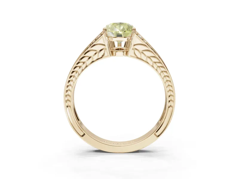 Pear-Shaped Split Shank Pavé Engagement Ring Setting for a Fancy Yellow Lab-Grown Diamond | Yellow Gold