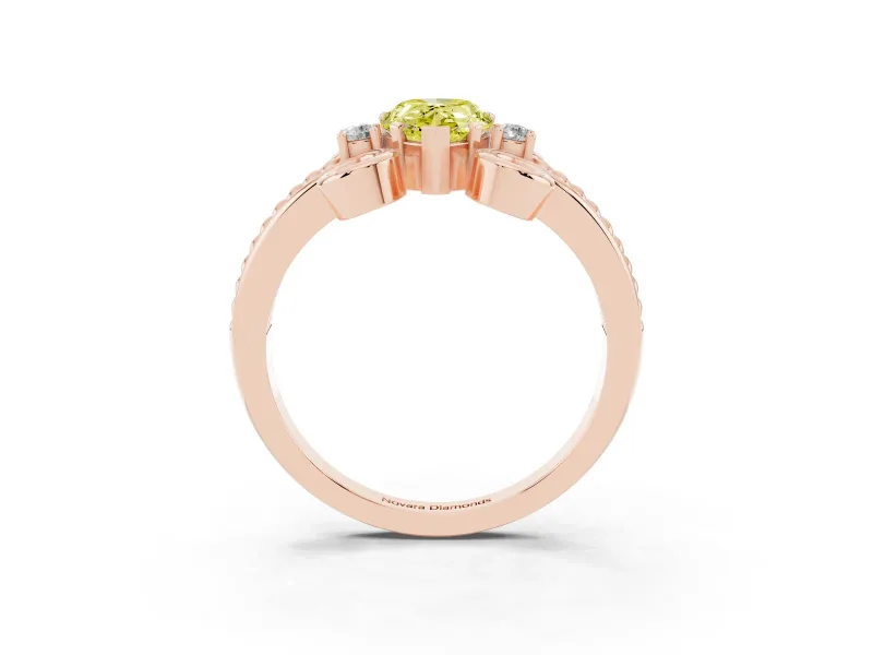 Pear-Shaped Scroll Engagement Ring Setting for a Fancy Yellow Lab-Grown Diamond | Rose Gold