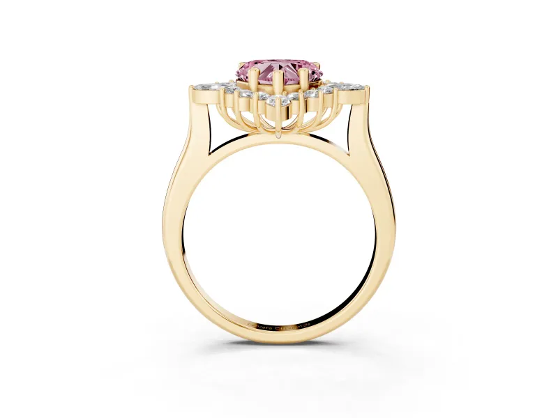 Heart-Shaped Engagement Ring Setting for a Fancy Pink Lab-Grown Diamond | Yellow Gold - Design NV-24790