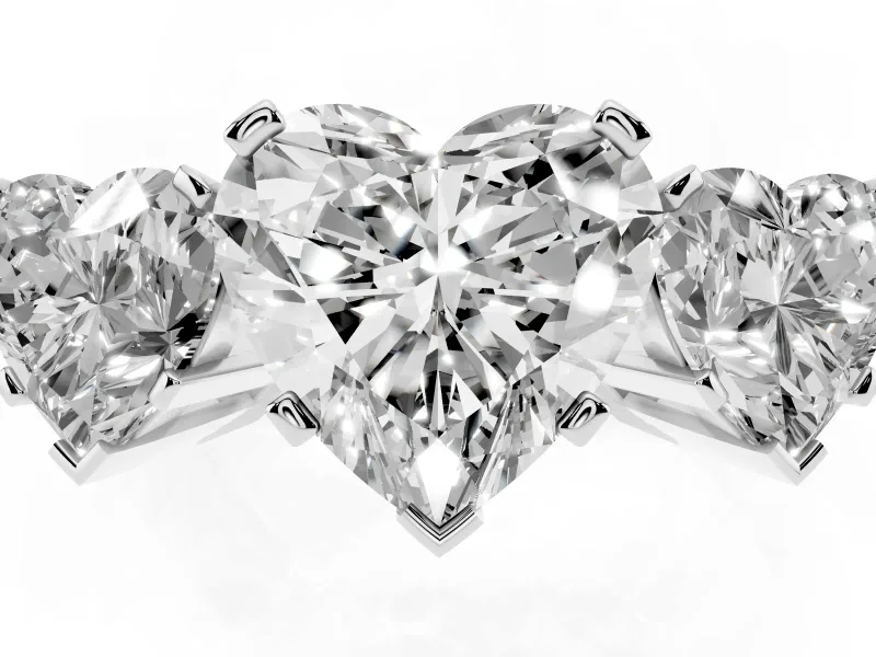 Heart-Shaped Three Stone Engagement Ring Setting | Large Side Stones | Platinum