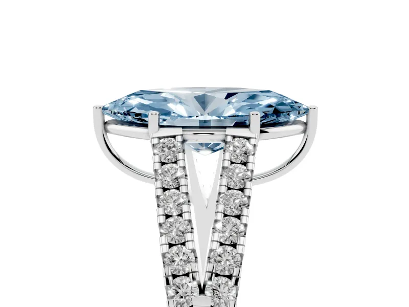 Marquise Graduated Split Shank Engagement Ring Setting for a Fancy Blue Lab-Grown Diamond | Platinum
