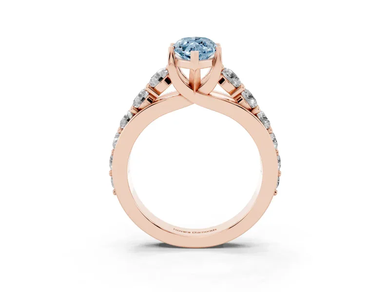 Marquise Graduated Engagement Ring Setting for a Fancy Blue Lab-Grown Diamond | Rose Gold