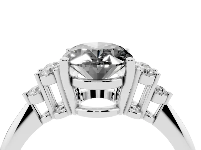 Oval Cluster Accent Engagement Ring Setting for a Black Center | Plain Band | Platinum