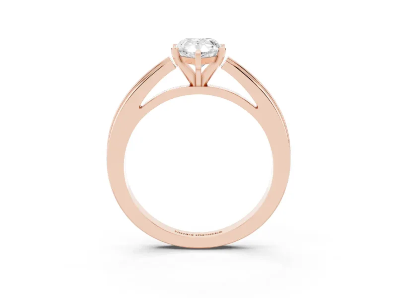 Pear-Shaped Solitaire Engagement Ring Setting | Stepped Flat Band | Rose Gold