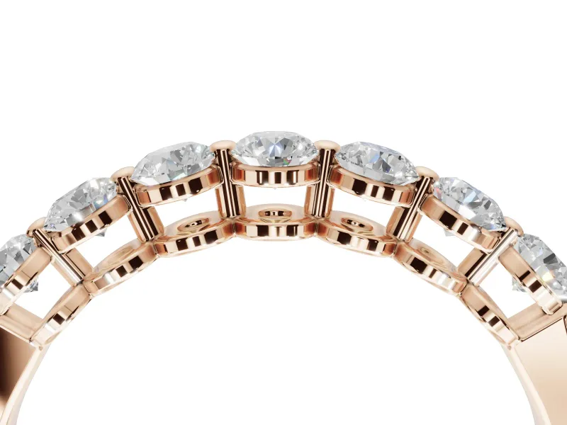 Round Lab-Grown Diamond Half Eternity Wedding Band | Raised Round Heads | Rose Gold