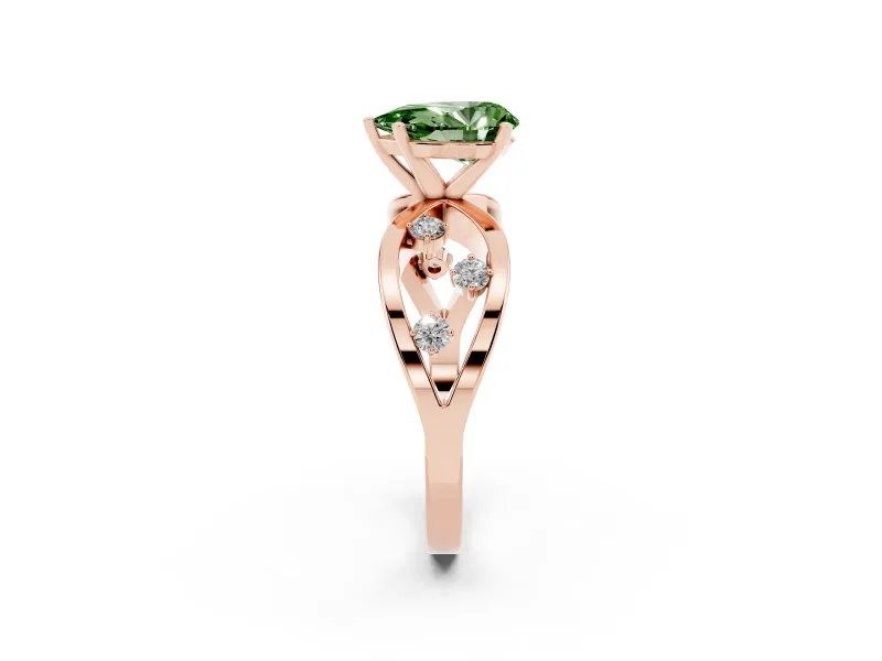 Pear-Shaped Loop Engagement Ring Setting for a Fancy Green Lab-Grown Diamond | Rose Gold